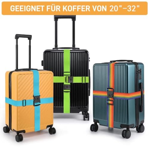 Set of 4 Luggage Straps for Travel Suitcase Luggage Strap Set (Orange + Blue + Green + Pink) — view 2