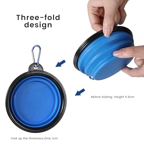 2pcs Collapsible Dog Bowl Portable Dog Bowls Puppy Water Bowl for Dogs Cats Travel Foldable Dog Bowl with Carabiners Folding Pet Water Bowl for Camping Travelling Hiking 350ml — view 3