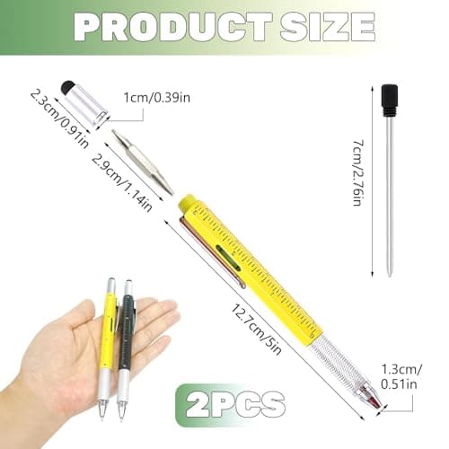 2Pcs Multi Tool Pen Gifts for Men 6 in 1 Multitool Pen Cool Gadgets Tools Back to School Gadgets for Christmas Boyfriend Graduation Back to School Gifts, Office Engineer Carpenter Construction Tool — view 2