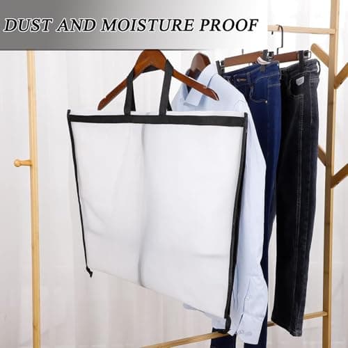 1 Pack Long Dress Covers Bag Dust Proof Clothes Covers Moth Proof Garment Bag Wedding Dress Bag Folding Long Coat Cover for Coat Gowns Dresses Shirts Suits Jackets Storage (White) — view 6