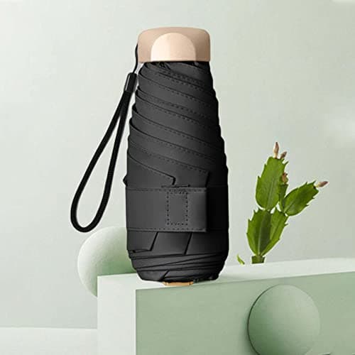 Perfeclan Travel Umbrella Mini Folding Umbrella Strong 2 in 1 Function Water Resistant Folding Portable Handbag Pocket Umbrella, Sunshade UmbrellaUPF>50+ UV Protection Lightweight, Black — view 4