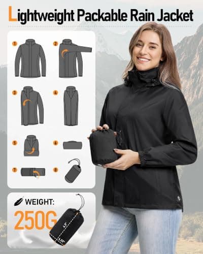 Outdoor Ventures Women's Raincoat Waterproof Rain Jacket Foldaway Hood — view 4