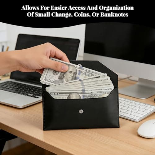 Yiranfuyao PU Leather Cash Envelope Wallet, Waterproof Reusable Money Saving Wallet Organizer Pouch for Cash UK Travel Budgeting Wedding Birthday Graduation Holidays — view 4
