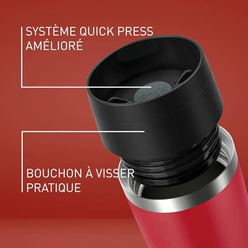 Emsa Travel Mug Insulated Mug 500 ml, 6 Hours Hot + 12 Hours Cold, 100% Leak-Proof, Easy Open and Close, Coffee Mug, Powder Coating, Dark Red, N2023750 — view 4
