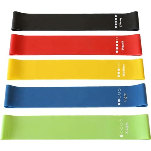 Ram® 5 PACK Gym Resistance Bands Women Men Strength Training Resistant Bands Pilates Yoga Gym Leg Training Glutes Resistance Bands x 5 With Carry Case