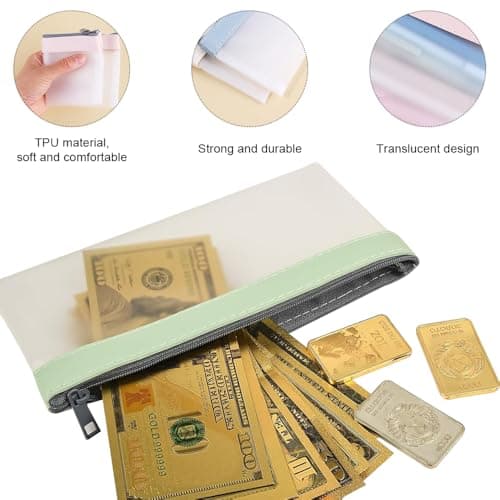YZDZSW 4 Pcs Plastic Money Wallet, Money Bags with Zipper, 215x100mm — view 4