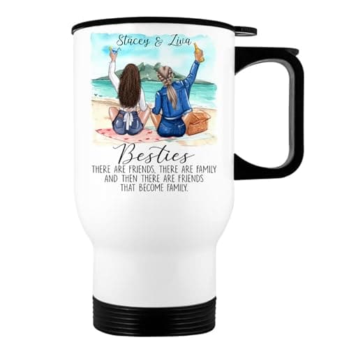 EKAM Personalised Travel Mug for Best Friend or Sister - 14oz Stainless Steel Insulated Travel Tea/Coffee Mug Heartfelt Message & Outfit Choices Best Friendship Gift for BFF Birthday Her, Christmas — view 2