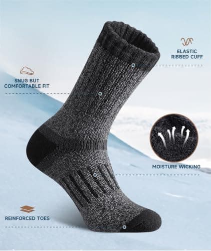 BESTENA 5 Pairs Mens Merino Wool Hiking Socks Thermal Socks for Men Winter — view 4
