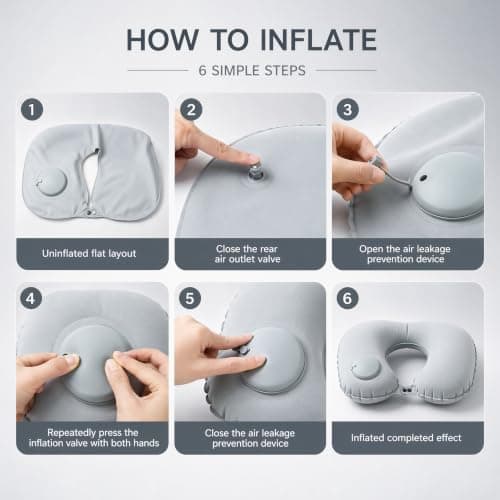 MOLICRAIN Inflatable Travel Pillow with Hand Pump, Neck Support for Flights — view 4