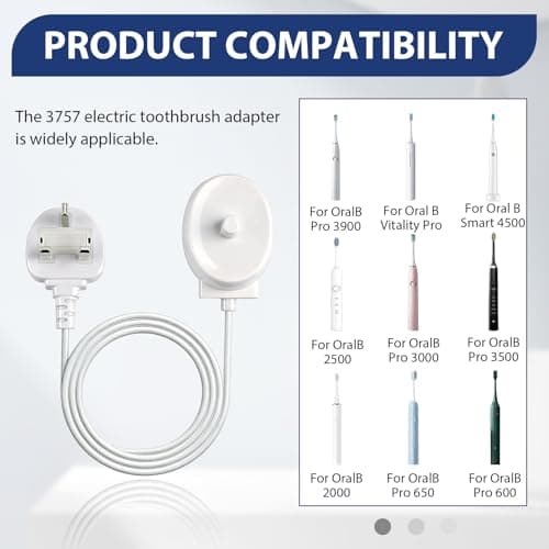 Electric Toothbrush Charger Compatible with Oral B Type 3757 — view 4