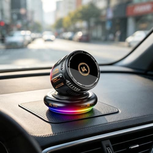 Magnetic Car Phone Mount 360 Rotating Fast Charging Cooling with Lights — view 3