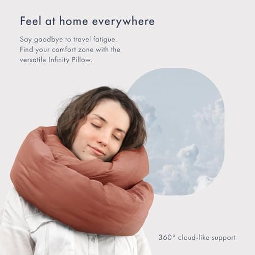 Huzi Infinity Pillow - Travel Neck Pillow - Versatile Soft 360 Support Scarf - Machine Washable - Home Travel Flight Road Trips (Terracotta) — view 2