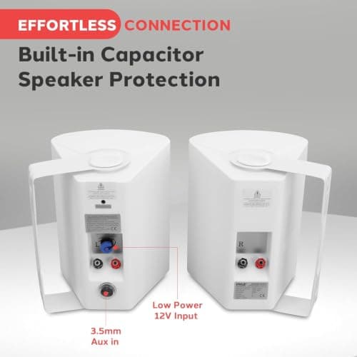 Pyle Outdoor Bluetooth Speakers, Waterproof Wall-Mounted Speaker System, Wireless & Passive, Heavy-Duty Weatherproof Design, AUX Input, Stereo Sound, for Patio, Pool, Deck, Home & Business (Pair) — view 6