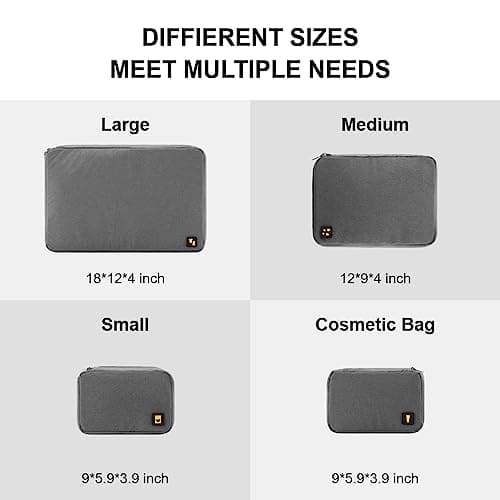 LEVEL8 Packing Compression Cubes for Suitcases,4PCS Luggage Organiser Set, for Home Storage,Travel Accessories,Grey — view 2