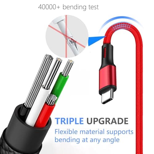 MohLythrix USB C Charger Cable 3Pack 2M/6.6FT USB Type C Charger Fast Charging USB A to USB C Cable Nylon Braided Compatible with iPhone 16 15 Pro Max, for Galaxy S25, S25+, S24, S23, S22, S21, S20 — view 4
