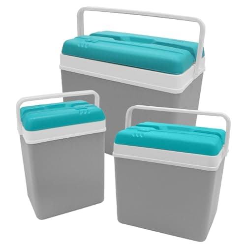 Daniel James Large Cool Box - 15L, 24L or 35L Insulated Cooler Box with Carry Handle & Lid for Ice Cold Food & Drink - Lightweight & Durable for Camping, Picnic & Travel (Grey, 24-Litre)