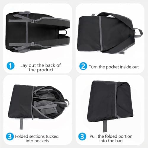 ChioSun Lightweight Foldable Backpack, 30L Waterproof Rucksack, Black — view 6
