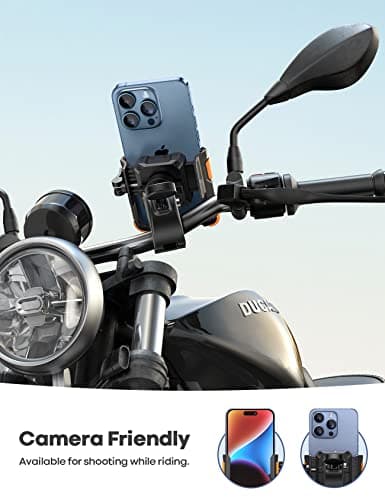 Lamicall Motorcycle Phone Holder for Filming - 【1s Quick Release】 Motorbike Phone Mount Universal Phone Holder Bike for iPhone 18 17 16 15 14 13 Pro Max Plus Air Mini, Samsung S26, 4.7-7” Cellphone — view 2