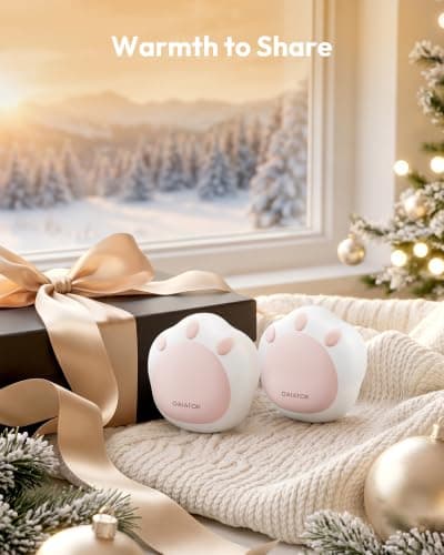 Gaiatop Hand Warmers Rechargeable, 2 Pack Cute Cat Paw Design 3 Levels Magnetic Electric Pocket Heater, Reusable Portable Hot Hands Gifts for Women Men Cat Lover White — view 6