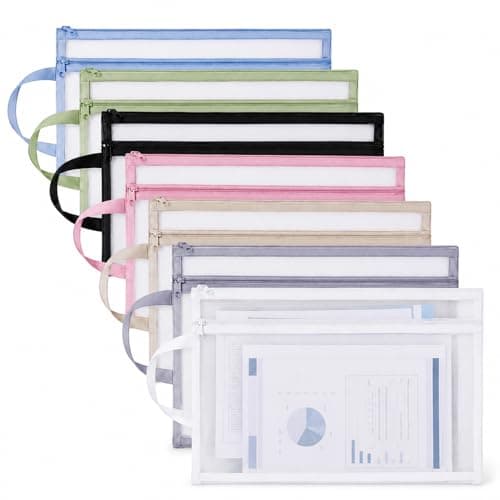 7 Pcs Mesh Zipper Pouch Bags, 13.4 x 9.8 Inch Toy Storage Bags
