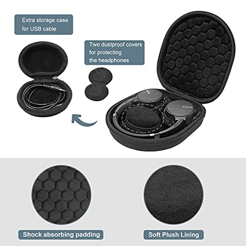ProCase Hard Travel Case for Sony Headphones -Black — view 6