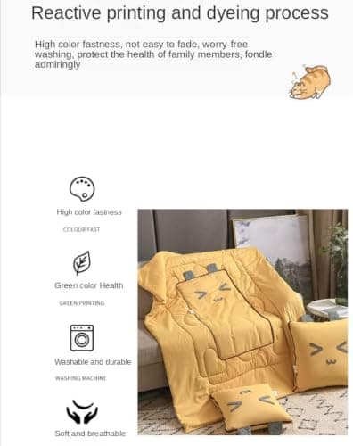 Travel Blanket And Pillow Set, Soft 2 In 1 Airplane Throw Pillow With Polyester Fiber Fill, Compact Cushion Blanket For Car, Office, Home, And Sofa Decor，Yellow — view 6