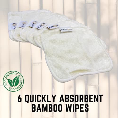 Alimos Bamboo Baby Wipes & Makeup Remover Reusable, Washable, Super Soft, Absorbent Pack of 6 Size Naturally Anti-Bacterial 15x15 cm — view 6
