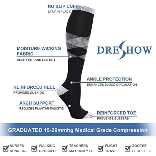 DRESHOW 4 Pairs Compression Socks For Women&Men Circulation Best Support for Athletic Running Cycling Travel — view 6