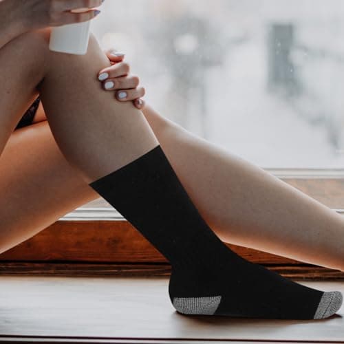 BESTOYARD USB Heated Foot Warmer Socks for Travel, Portable Electric Heating Socks with 50℃ Temperature, Black Polyester Thermal Stockings for Warm Feet — view 5