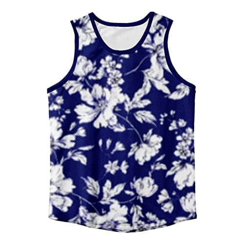 Men's Mesh Tank Top with 3D Digital Printing, Breathable and Quick-Dry Fabric for Casual Wear, Loose Fit Summer Vest for Outdoor Activities and Beach (Blue, M) — view 2