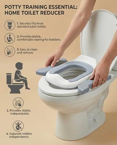 Pote Pals Travel Potty, Part of The Award-Winning Pote Pals Range, Soft PU Cushioned Portable Toddler Toilet seat - Includes 5 Disposable Liners (Grey Woodland) — view 6