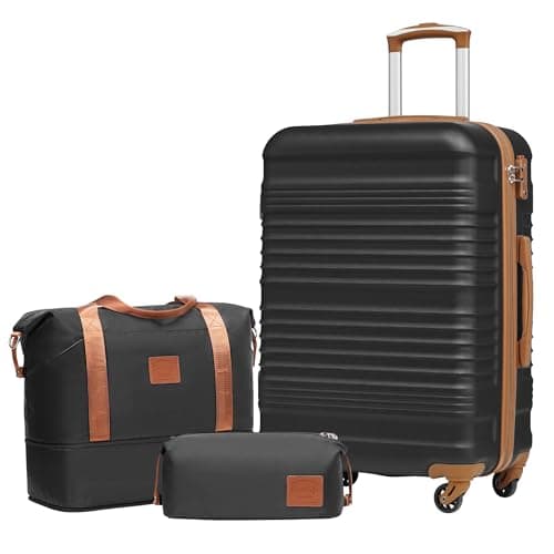 COOLIFE Luggage Sets 3 Piece 24 Inch Suitcase Large ABS+PC Hard Shell TSA