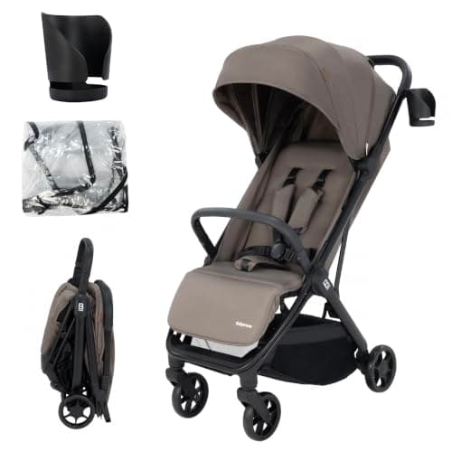 Babymore Yara Baby Stroller - One Touch fold, Lightweight, Cabin Size (Chocolate)