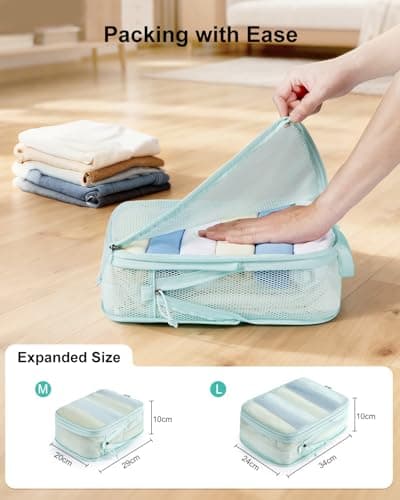 ECOHUB 4 Piece Compression Packing Cubes, Recycled Tear-Resistant Mesh — view 3