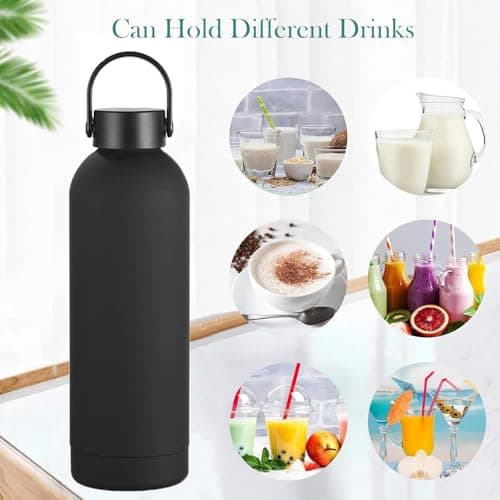 500ml Insulated Water Bottle, Small Metal Water Bottle for Handbag with Handle, Double Wall Vacuum Insulated Bottle Keeps 24H Cold/12H Hot, BPA Free Drinks Bottle (Black) — view 4