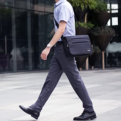 SPAHER Mens Shoulder Bag Laptop Briefcase Work Messenger Business Office Crossbody Bag Waterproof for Notebook Black — view 2