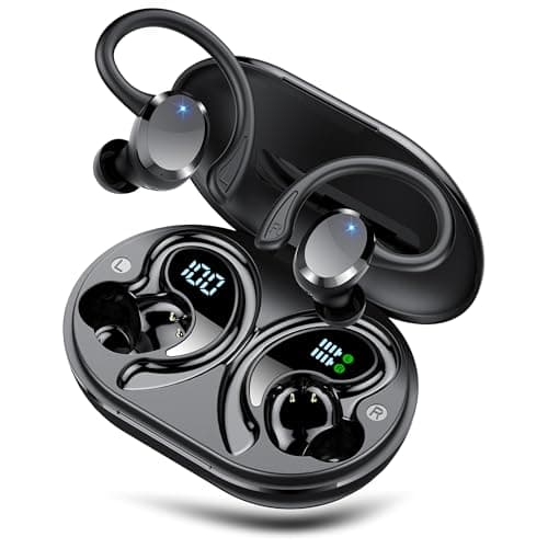 Wireless Earbuds Sport, New Bluetooth 5.4 Headphones with Earhooks, 68H Bluetooth Ear Buds with 4 ENC Noise Cancelling Mic, Earphones Dual LED Display, IP7 Waterproof Ear Buds for Sport/Gym/Running
