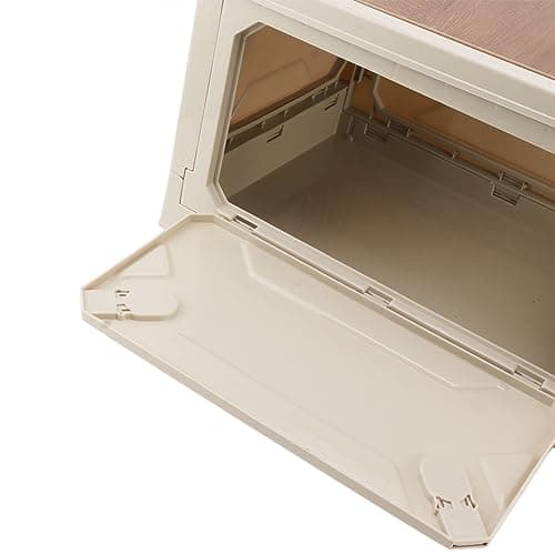 Bvznmilhd Collapsible Camping Storage Box with Wheels, Portable Folding Storage Bins for Outdoor, 5 Sides Opening Design with Pulley, PP Material for Camping Car Travel Organizer (White Small) — view 2