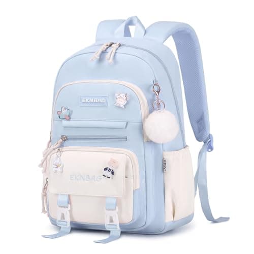Tanou School Backpacks for Girls, 20L Kawaii Girls School Bag with Pendant