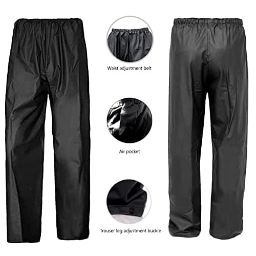 QUANYONG Rain Suit for Men Women, Lightweight Waterproof Rain Coat (Jacket + Trousers) Sets Windproof Hooded Rain Gear Work wear (Black, XL) — view 6