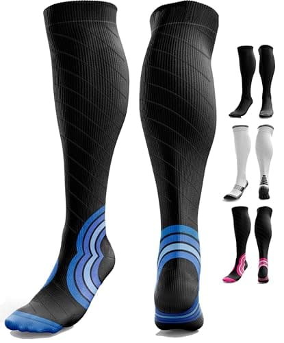 Compression Socks for Flight Travel, Running, Knee High, Women & Men