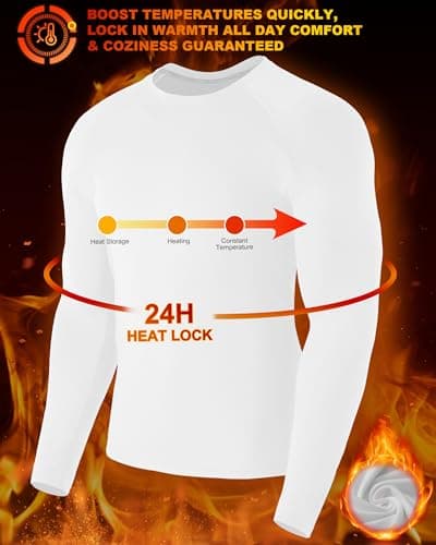 Roadbox Men's Thermal Base Layer Top 1-2 Pack, Fleece Lined Long Sleeve — view 4