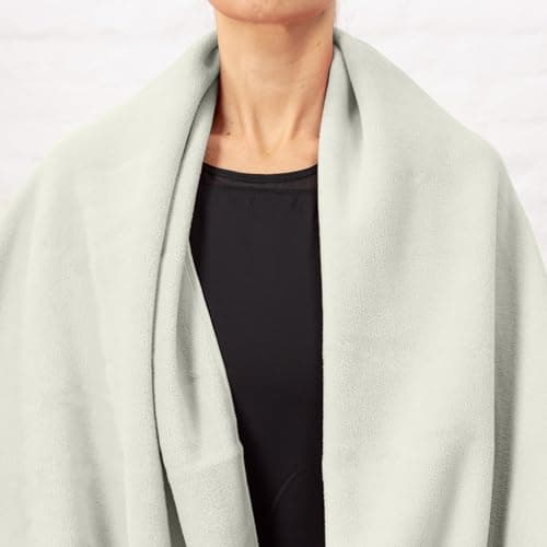 Myga Reversible Fleece Yoga Blanket - Soft, Warm & Lightweight Blanket for Yoga, Meditation and Relaxation - Machine Washable & Cozy Throw for Home & Travel - Large, 200cm x 145cm (Cream) — view 2