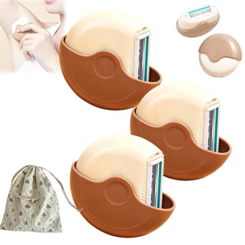 Portable 3-Layer Hair Shaver with Rotating Cover, Women's Wet & Dry Travel Razor 3 Pack, Triple Blade Hair Remover for Legs, Underarms, Face & Bikini, Compact for Purse, Gym & Travel (3pcs)