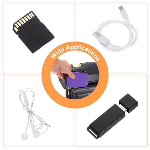 sourcing map Earbuds Cases, Wired Earphone Case Holder, EVA Ear Buds Case Zipper Organizer Small with Mesh Pocket for USB Cable, Earphones, Purple — view 6