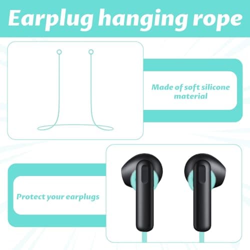 Loop Earplugs Safety Cord,2PCS Green Silicone Cord for Quiet Earplugs,Safety Connector Cords for Travel Sports Daily Use to Prevent Earplug from Falling Out — view 3