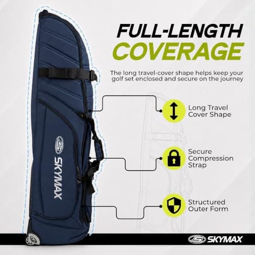 Skymax Deluxe Padded Wheeled Golf Travel Cover – Heavy Duty Golf Flight Bag with Wheels, Foam Padding & Compression Straps — view 2