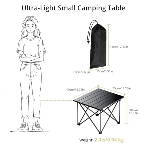 Anbte Ultra-Light Small Camping Table, X-Frame & 4 Vertical Rods, Black — view 3