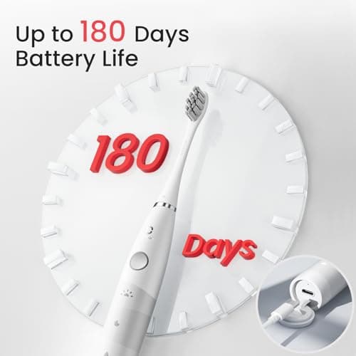 Oclean Sonic Electric Toothbrush TravelGo FlowSet, 180 Days Battery Life, 76000 VPM Motor, 5 Modes, Waterproof, USB C Rechargeable, 6 Replacement Heads & Travel Case, Eco-Friendly Packaging, White — view 2