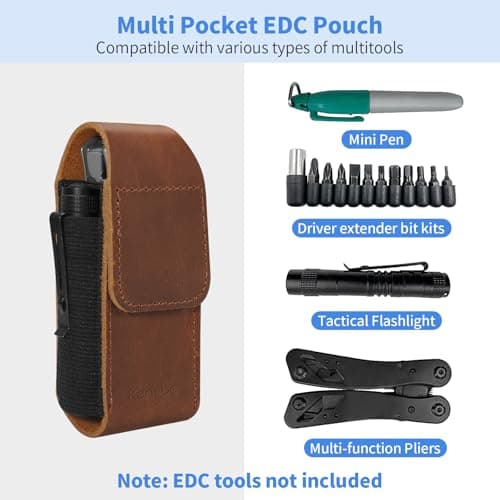KENOBEE Faux Leather Multitool Case, EDC Pouch for Camping and Hiking — view 2